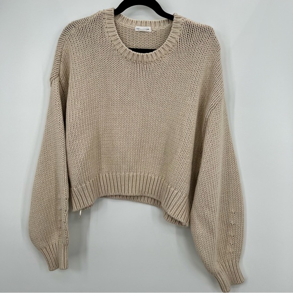 Good American Crewneck Chunky Knit Sweater Pullover Cropped Cream 5/6 2XL / 3XL - Picture 2 of 8